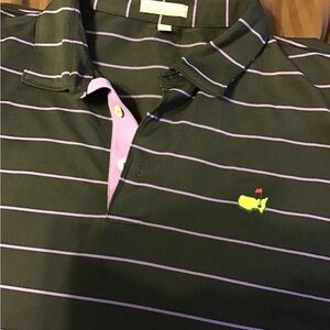 Masters Peter Millar Black and Purple Striped Polo